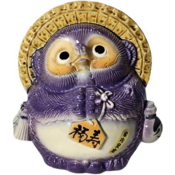 楽天市場】ふくろう付き開運狸 かわいい ふくろう 置物 陶器