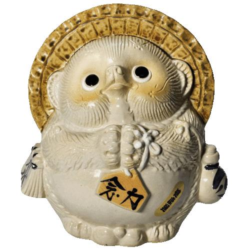 風水たぬき 白 （小） 健康運 （信楽焼・たぬき・オブジェ・置物