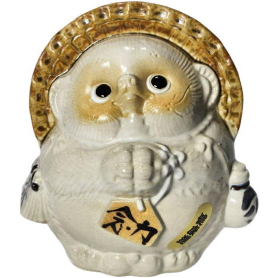 風水たぬき 白 （小） 健康運 （信楽焼・たぬき・オブジェ・置物・風水