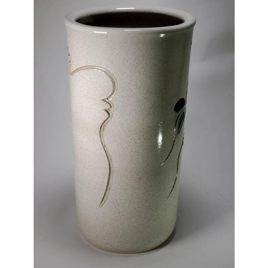 ぶどう透し彫傘立 かすみ釉 （信楽焼き・陶器・傘立・梅雨・玄関・収納