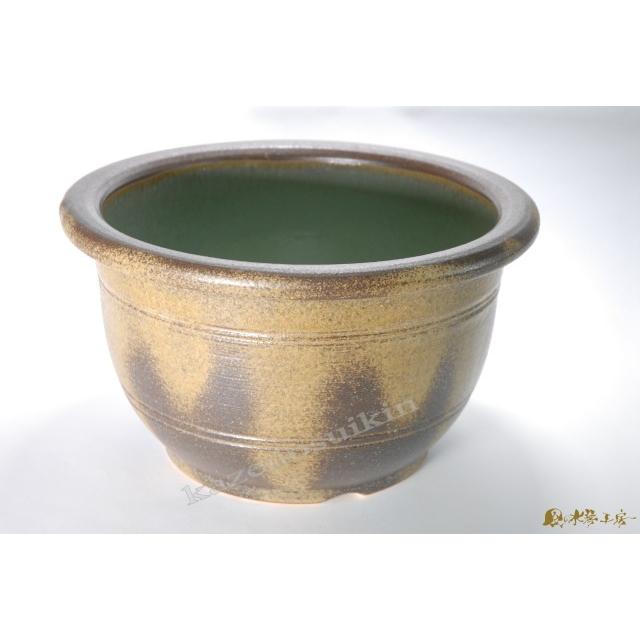窯肌櫛目水鉢 13号 （信楽焼・瀬戸もの・水鉢） 園芸用品-花、ガーデニング-鉢、プランター