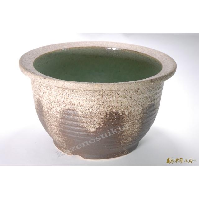 灰釉千段水鉢 15号 品質保証 信楽焼 好評 水鉢 信楽焼き 陶器