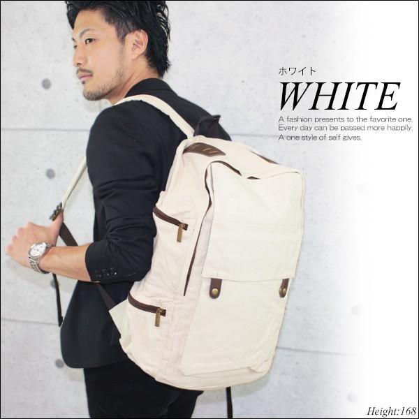 リュック リュックサック 通学 メンズ 大容量 おしゃれ 大きめ スクエア レディース 白 黒 バックパック キャンバス 帆布 背面ポケット デイパック レザー 登山 Mens Bag 138 かじなるストア 通販 Yahoo ショッピング