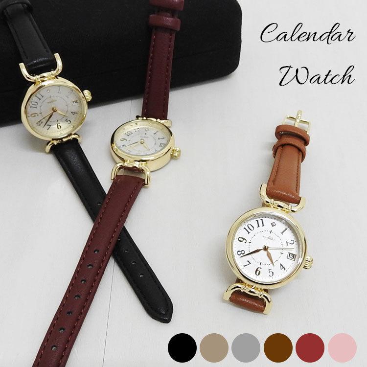 腕時計 レディース 日付カレンダー シンプル 細ベルト 革ベルト アナログ 大人 女性 女の子 ウォッチ おしゃれ ゴールドフレーム 10代 代 30代 40代 50代 Watch 023 かじなるストア 通販 Yahoo ショッピング