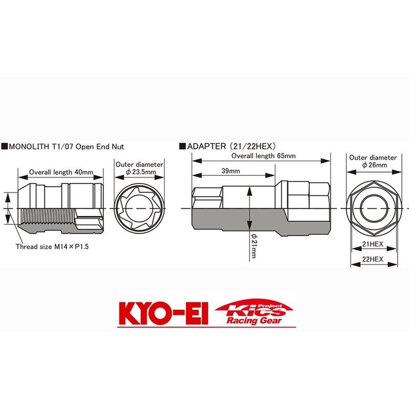 M14×P1.5 (ネオクロ) 20個セット 】 キョウエイ キックス モノリス T1