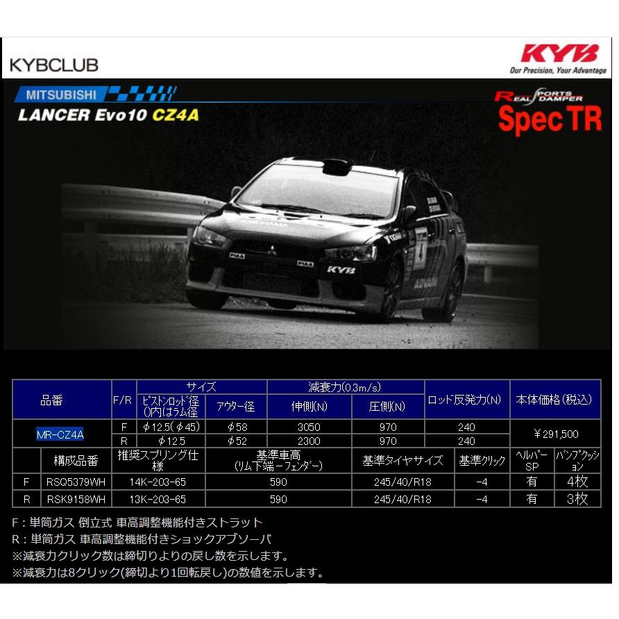 KYB ランサーエボリューション X (Evo.10) CZ4A 用 KYB Spec TR 全長