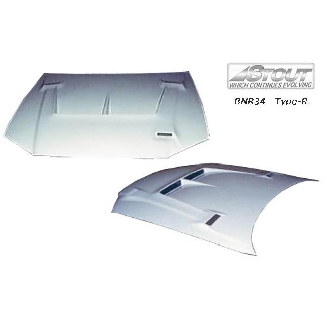 スカイライン GT-R BNR34 用 】 STOUT エアロボンネット Type-R (FRP製 