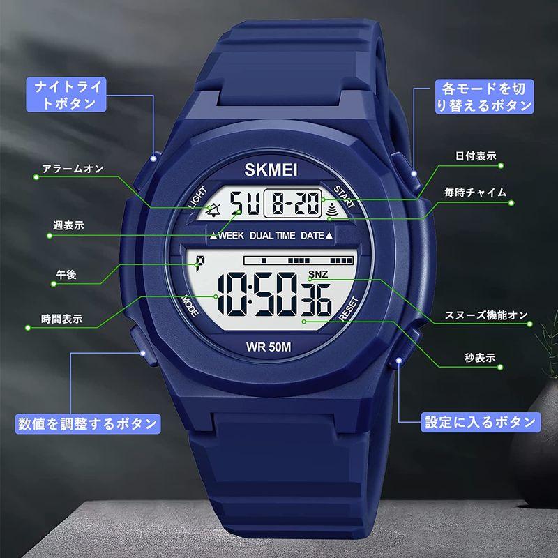 A7-3子供用デジタル腕時計キッズ用デジタルウォッチ防水スポーツブルー新品