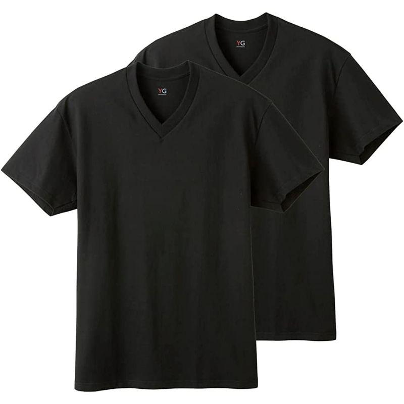グンゼ VネックTシャツ 2枚組 YG 綿100% Tシャツ 2P メンズ (NEW) ブラツク M