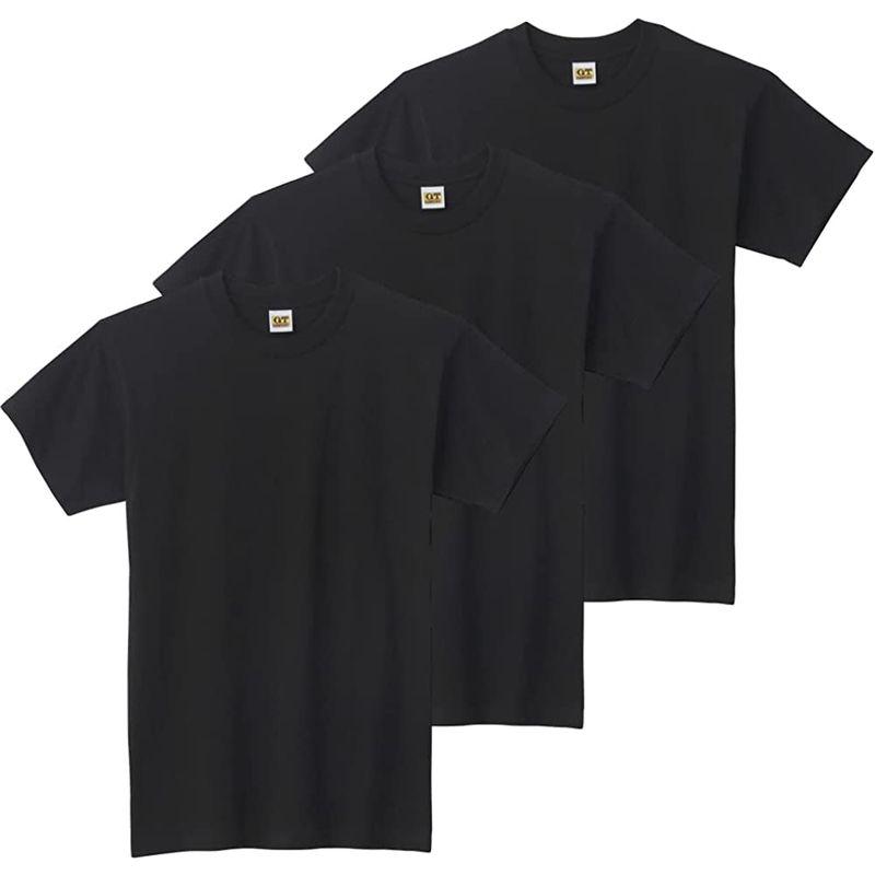 値下げグンゼ インナーシャツ HAWKINS メンズ ブラック 天竺 日本L T-SHIRT (日本サイズL相当 3枚組 HK15133 制服、作業服 