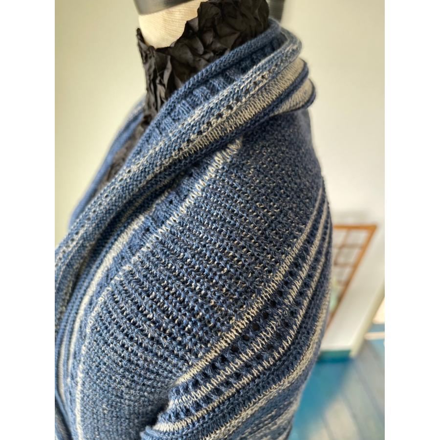 センソユニコ慈雨のカーディガン センソユニコSENSOUNICO 慈雨 3Dチェック織りポリニット