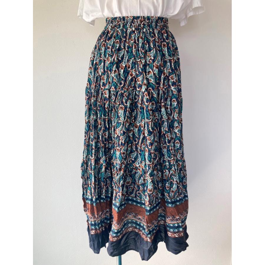 MICALLE MICALLE　レディース　ボトムス　スカート　ロングスカート　ウエストゴム　裏地付き　ペイズリー柄　美品 | 