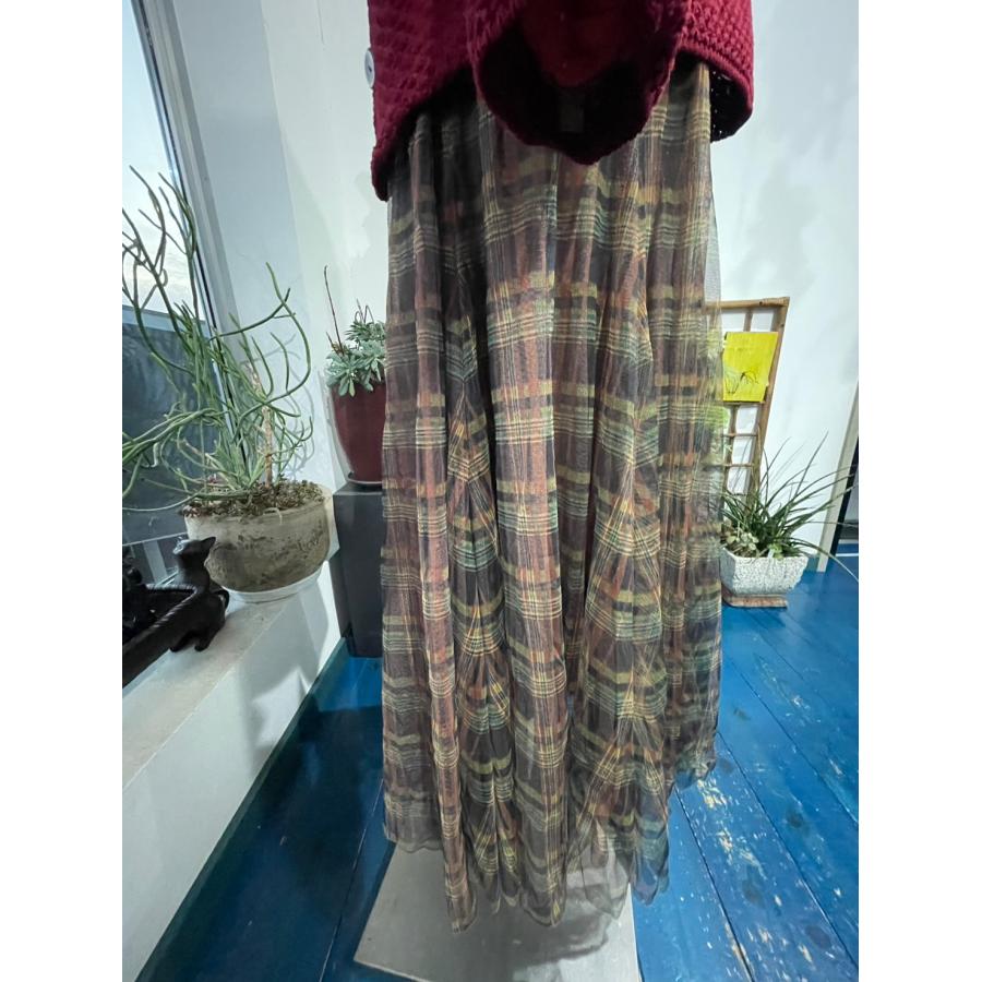 セモア　レディース　ボトムス　スカート　ロングスカート　ウエストゴム　チュール　チェック　美品 |  | 02