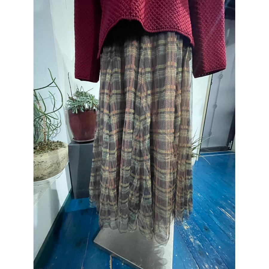 セモア　レディース　ボトムス　スカート　ロングスカート　ウエストゴム　チュール　チェック　美品 |  | 06