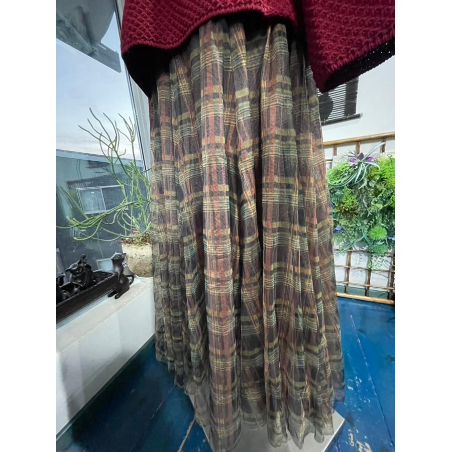 セモア　レディース　ボトムス　スカート　ロングスカート　ウエストゴム　チュール　チェック　美品 |  | 12