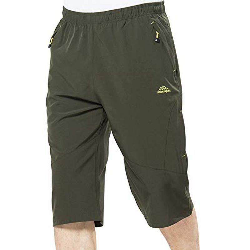 Tbmpoy ハーフパンツ メンズ スポーツ サイクルパンツ ショートパンツ 7分丈 登山 アウトドア 吸汗速乾 撥水 グリーン M 公式