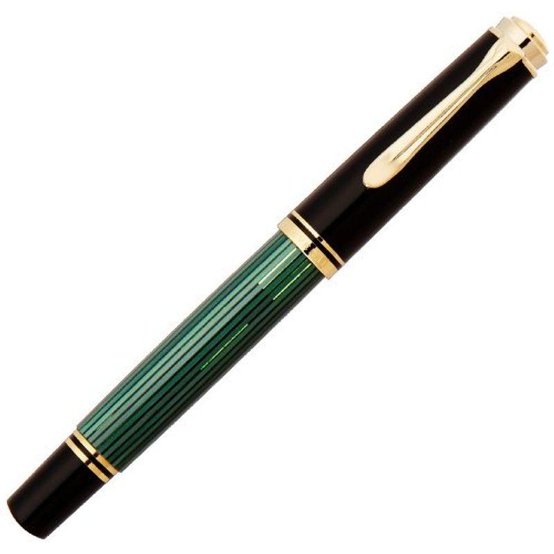 リアル 細字 F 万年筆 ペリカン 緑縞 正規輸入品 M400 スーベレーン 万年筆