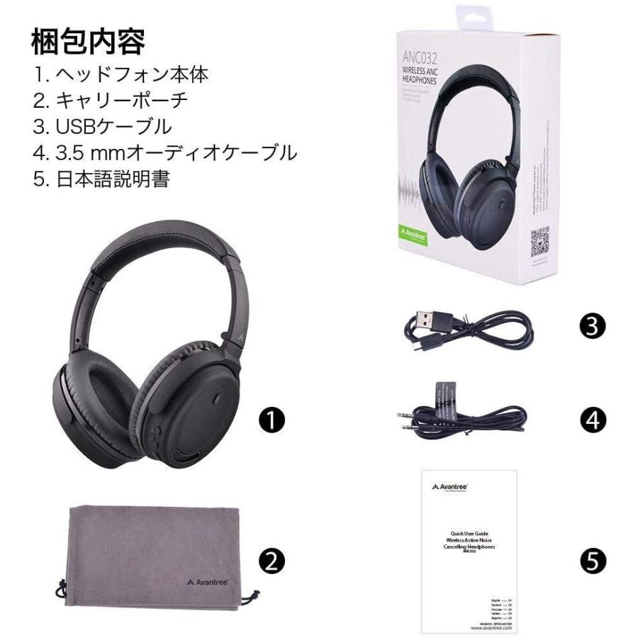 Avantree ノイズキャンセリング ヘッドホン Bluetooth 低遅延 有線 無線 音楽 Anc03 マイク内蔵 ゲーム用 楽天カード分割 テレビ