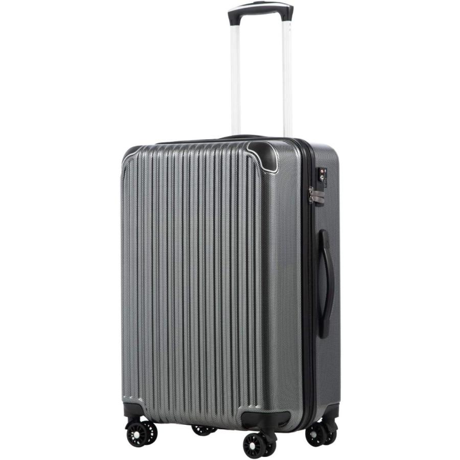 [クールライフ] COOLIFE スーツケース キャリーバッグダブルキャスター 二年 機内持込 ファスナー式 人気色 超軽量 TSAローク (カーボン トランクタイプスーツケース