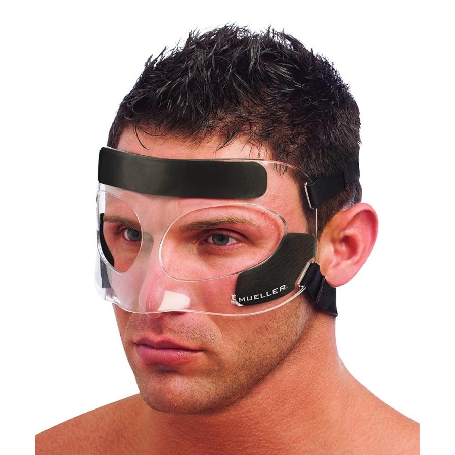 ミューラースポーツメディカルフェイスガードの傷害から鼻と顔、クリア、ワンサイズへの保護 その他アメフト用品