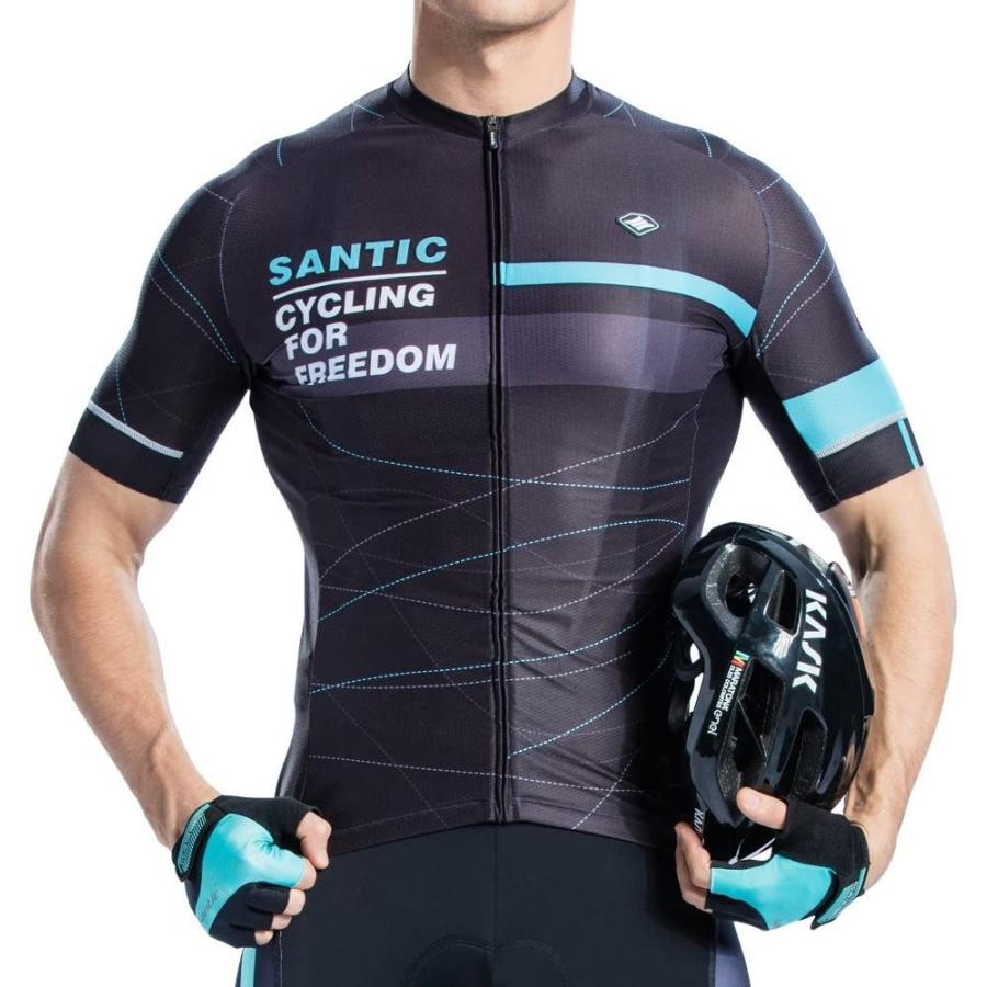 【サンティック】Santic メンズ サイクルジャージ 半袖 夏 サイクルウエア サイクリングジャージ 通気 吸汗速乾 ブルー L|kazvshop|03