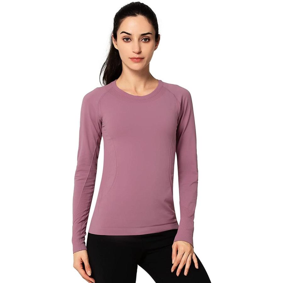 Yvette イベット スポーツ 長袖 Tシャツ レディース トレーニング 最新入荷 吸汗速乾 ジョギング 登山 ストレッチ インナーウェア パープル M