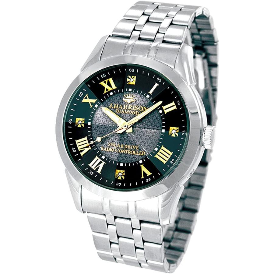 ジョン ハリソン 天然ダイヤ付ソーラー電波時計カットガラス メンズ ブラック 時計 腕時計 天然ダイヤ ソーラー 電波時計 メンズ レディース 81 Off
