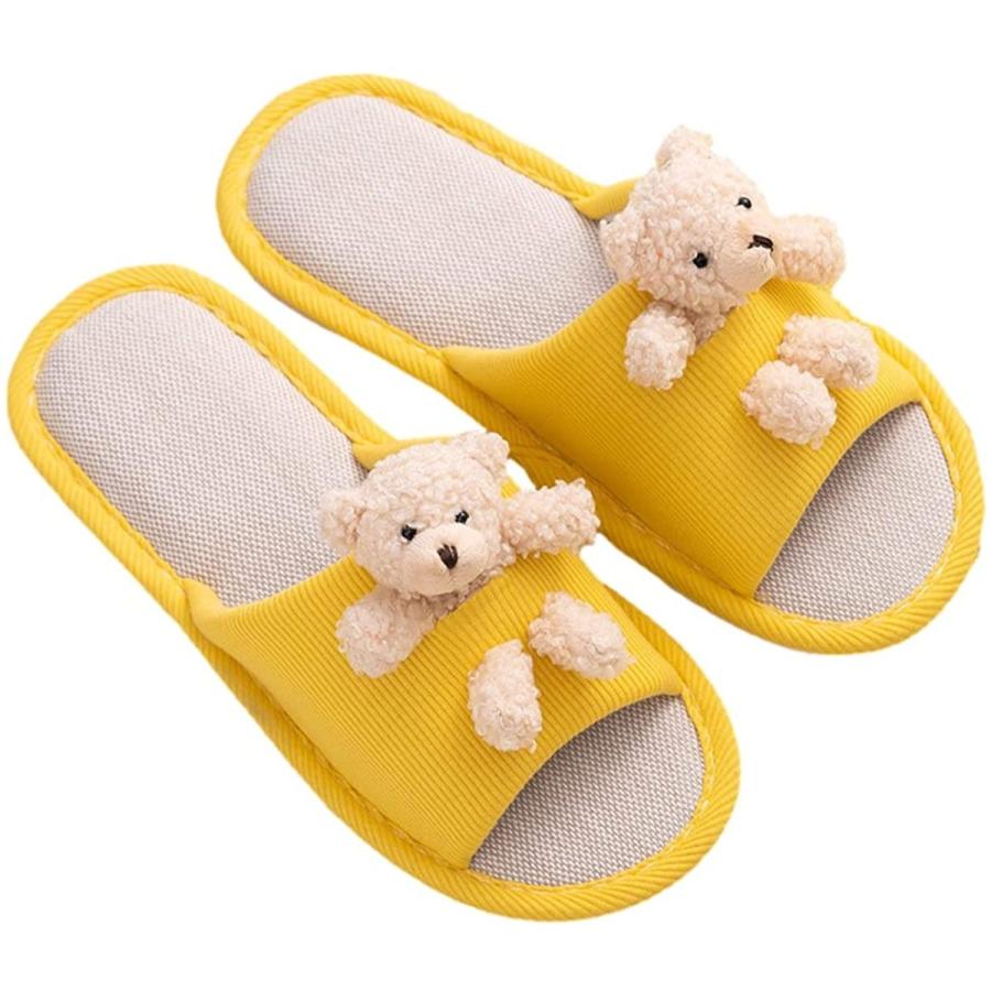 在庫処分大特価 洗える スリッパ 室内 履き ルーム シューズ ふわふわ くま 付き サンダル スリッポン レディース イエロー かっこいい おしゃれ かわいい Calculadora Digital Com Br