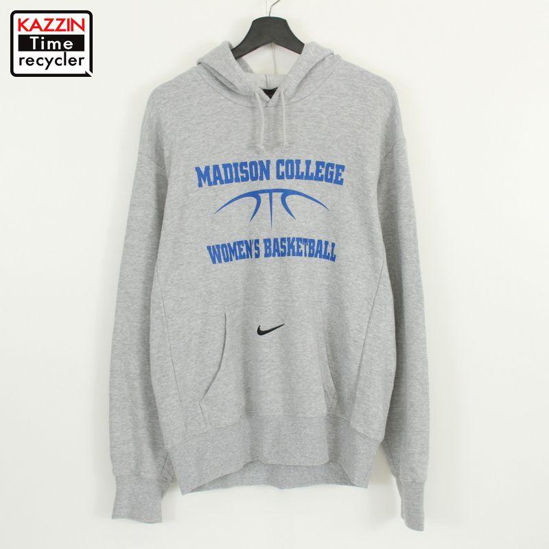 00s ナイキ Nike カレッジプリント スウェット パーカー 古着 表記mサイズ ビッグサイズ オーバーサイズ グレー 古着屋 Kazzin Time Recycler 通販 Yahoo ショッピング