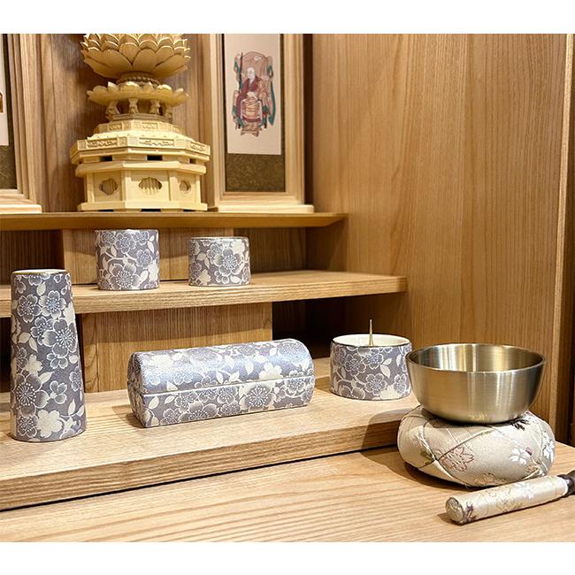 京仏壇はやし 仏具セット おりん付き アイリス筒型香炉セット+美桜