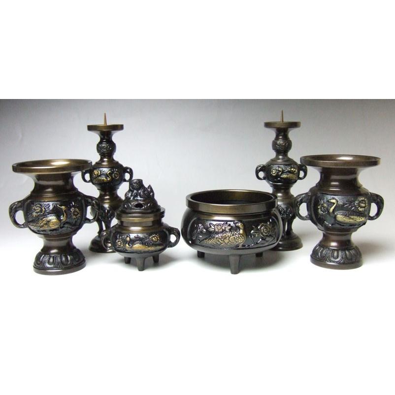京仏壇はやし 【仏具】仏具セット 孔雀 具足セット（五具足＋前香炉