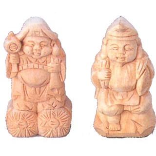 桧木　1本彫り　恵比寿　大黒天 楽天市場】恵比寿大黒 木彫り 置物 一刀彫 / 材料：桧