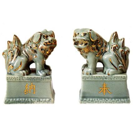 京仏壇はやし 神棚・神具 こま犬 陶器製 4寸 1対（2個）入り