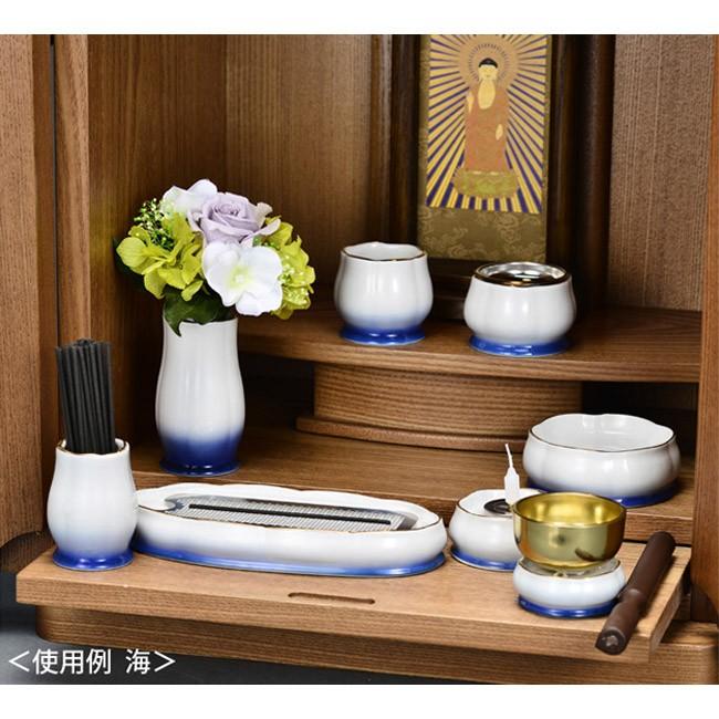 新品未使用　美濃焼仏具セット 京仏壇はやし 仏具セット美濃焼 花輪7点セット＋りん台3点セット