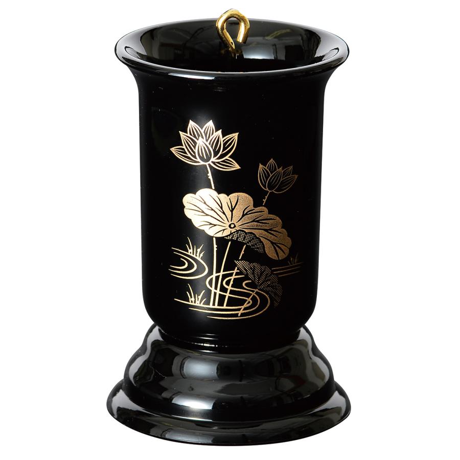 京仏壇はやし 仏具 『ローソク入れ 3.5寸 黒蓮』 お仏壇用 蝋燭入れ