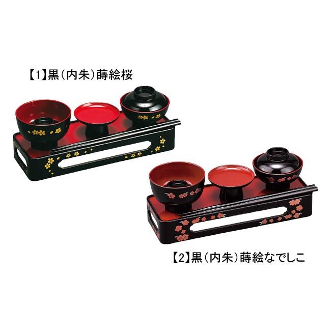 京仏壇はやし 仏具 『略式仏膳 黒内朱（蒔絵桜・蒔絵なでしこ） 7.5