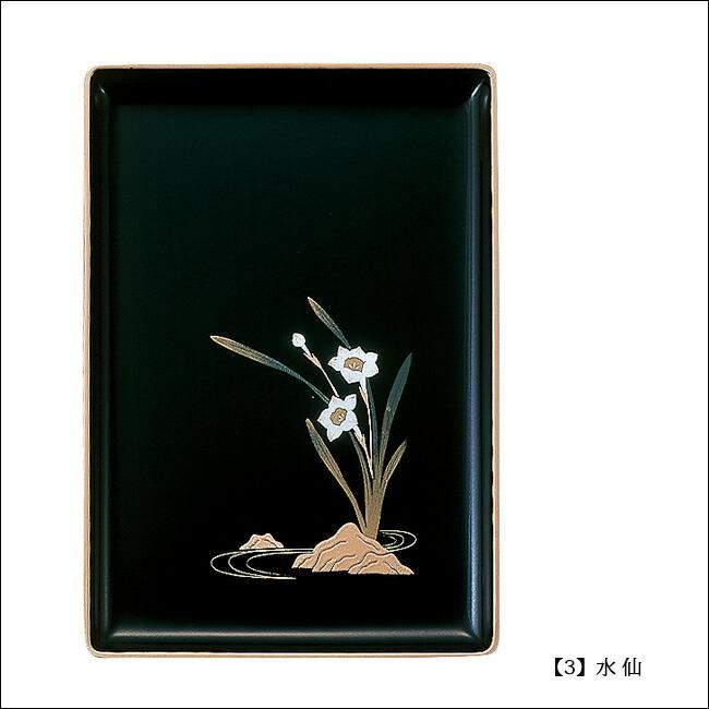 京仏壇はやし 仏具 名刺盆 黒（フチ金）蒔絵入り 小 ( 切手盆 御布施
