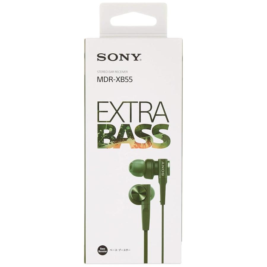 ソニー 有線イヤホン 重低音モデル MDR-XB55 : カナル型 グリーン G