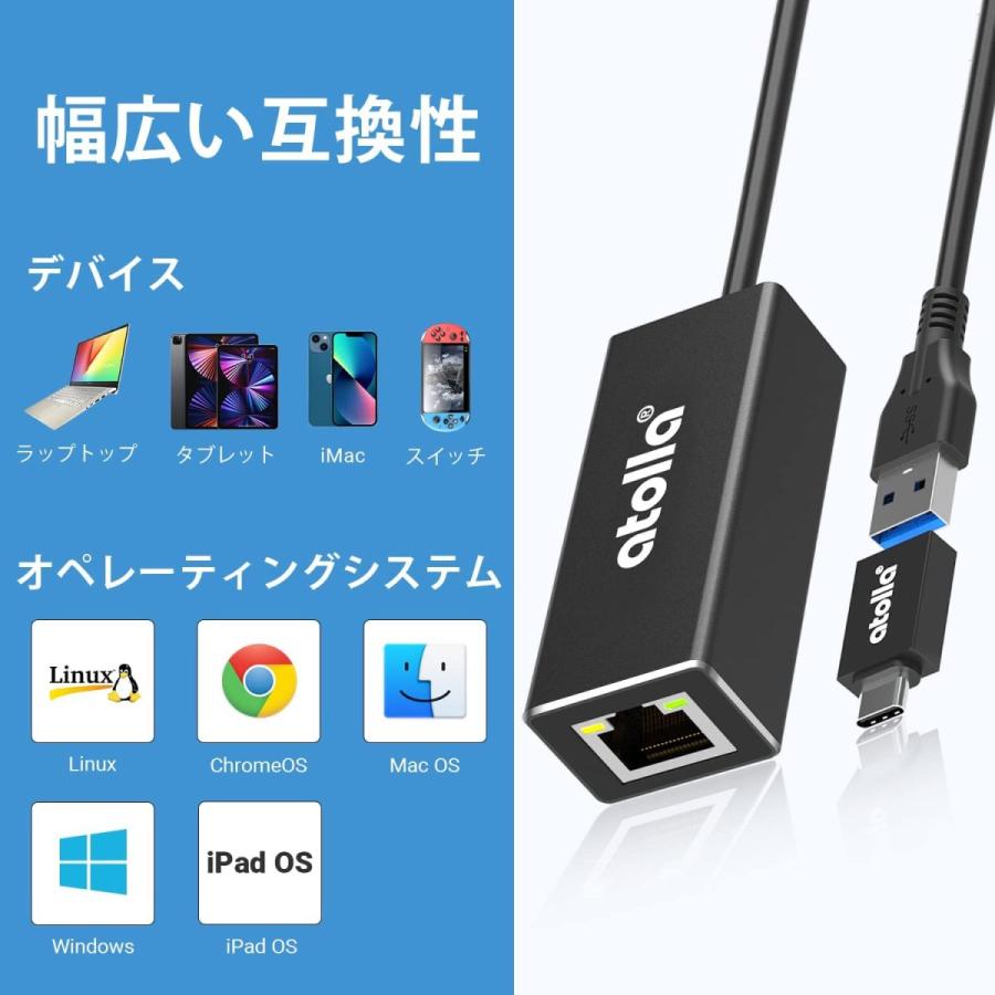 新発売】 有線LAN LANアダプター USB3.0 atolla RJ45 USB3. イーサネット通信]  [10/100/1000Mbps超高速/ギガビット スイッチングハブ - www.fattoriabacio.com