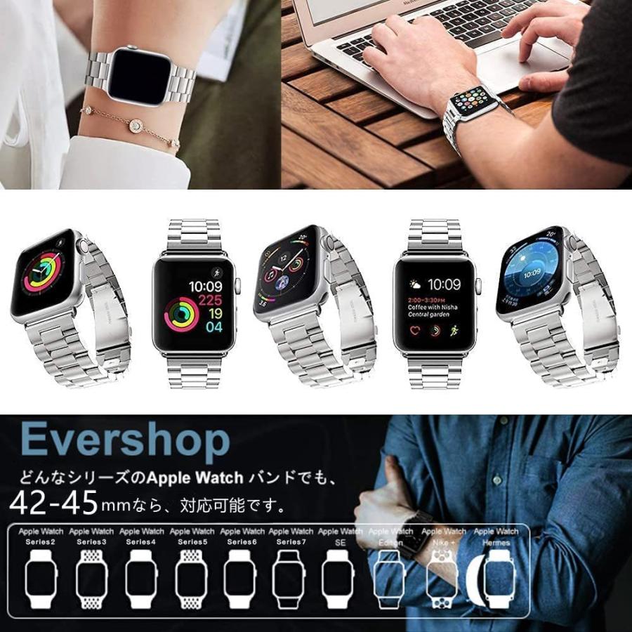 アップルウォッチ バンド ステンレス Evershop Apple Watch バンド 45mm 44mm 42mm両用 ビジネス風 Apple Wa  人気No.1