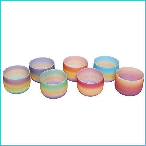 最新情報 Energysound 7 12 Chakra Tuned Set Of 7 Rainbow Colored Frosted Quartz Crystal Singing Bowl 並行輸入品 公式 Vulkanvegas Derbyde Ae