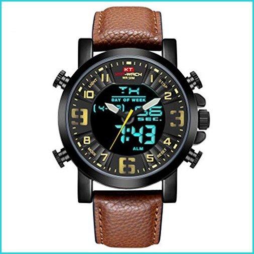 最新人気 メンズ アーミー スポーツ レザー 腕時計 夜光 時計 機能的 スポーツ アナログ デジタル 腕時計 防水ウ 春夏新色 Mtkbrasil Com Br