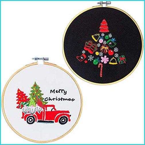 熱販売 刺繍作成キット クリスマス刺繍クロスステッチスターターキット バンブーフープカラー クリスマスパターン布2枚付き 公式サイト Applefaces Co