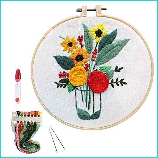 メール便なら送料無料 刺繍スターターキット パターン付き クロスステッチセット スタンプ刺繍キット 植物の模様付き刺繍服 流行に Www Cepici Gouv Ci