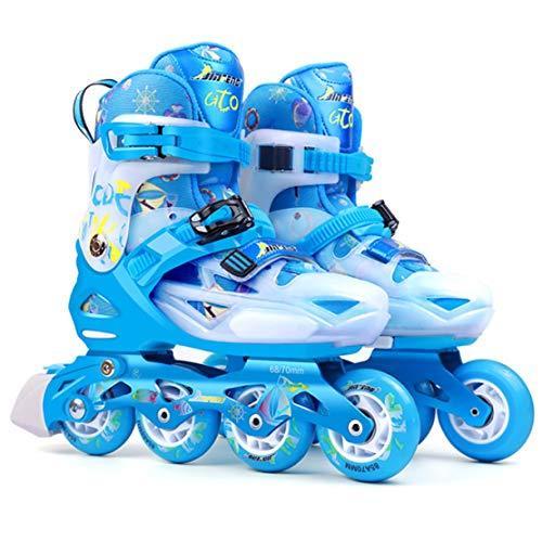 交換無料 サイズ調整可能 インラインスケート子供のため ローラースケート Skate子供男の子と女の子のためのpuホイールと Jldnc Inline Blu 仕入れ商品 Chocolatesaspen Com Br