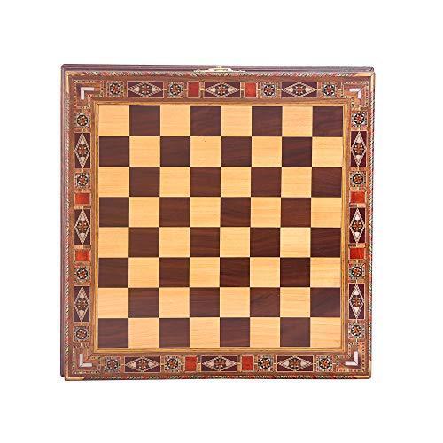 天然無垢木製チェスボード パールデザイン ボードの周囲に収納 15×15×2.5インチ (ボードのみ、チェスの駒なし)｜kbh-tc｜03