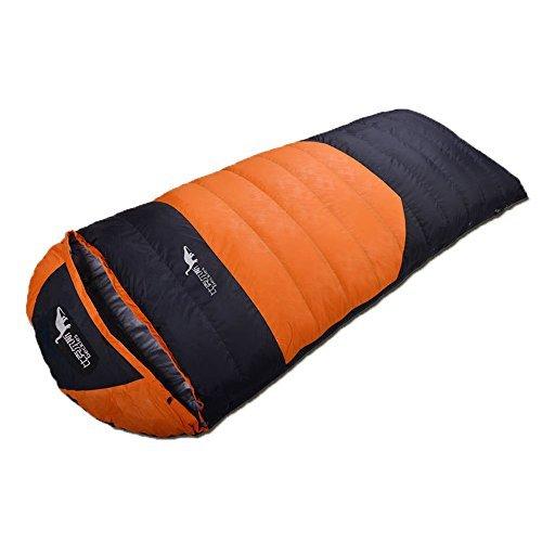 素晴らしい外見 ウィンターダックダウンアウトドアポータブル長方形防水封筒スリーピングバッグ Topway キャンプ 旅行(オレンジ、ダウン(1200g) ハイキング 人型寝袋