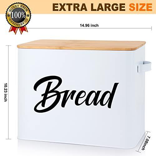 Vivimee ファームハウス ブレッドボックス 竹製蓋付き 特大パン容器 2枚以上のローブを収納 ホワイトパンボックス キッチンカウンター用 パン｜kbh-tc｜03