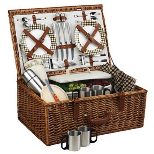 正規店仕入れの Picnic At Ascot Dorset イングリッシュスタイル ウィロー ピクニック バスケット 4人用とコーヒーセット ロンドン格子縞 お洒落無限大 Tt Prewardays Be
