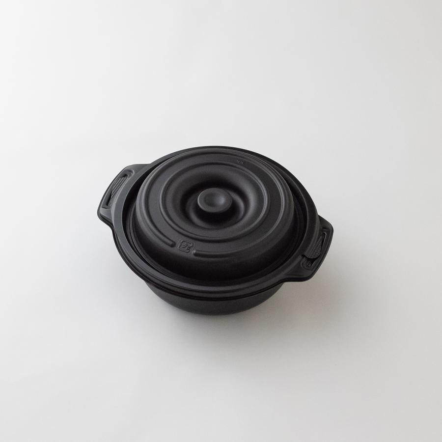 テイクアウト容器 鍋型 copotte コポット 丸型 本体 (小) 黒 800枚入り 取手付き ココット テイクアウト アウトドア 汁漏れしにくいの画像